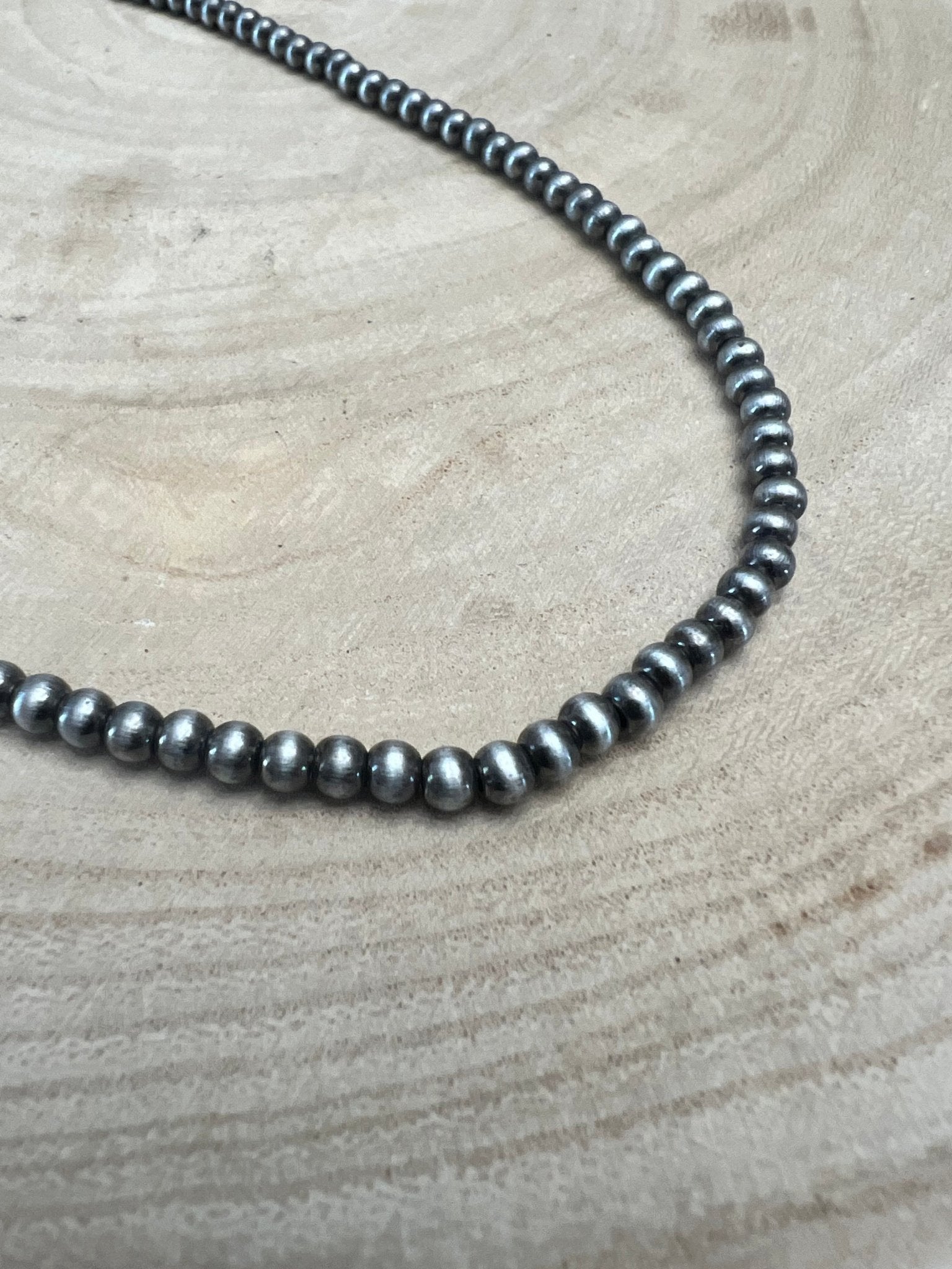 4mm Faux Pearls Necklace - 16 Inch + 3 - Cowhide and Conchos