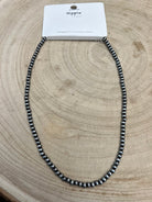 4mm Faux Pearls Necklace - 16 Inch + 3 - Cowhide and Conchos