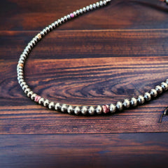 4mm Purple spiny and Sterling Pearl choker - 14 inch - Cowhide and Conchos