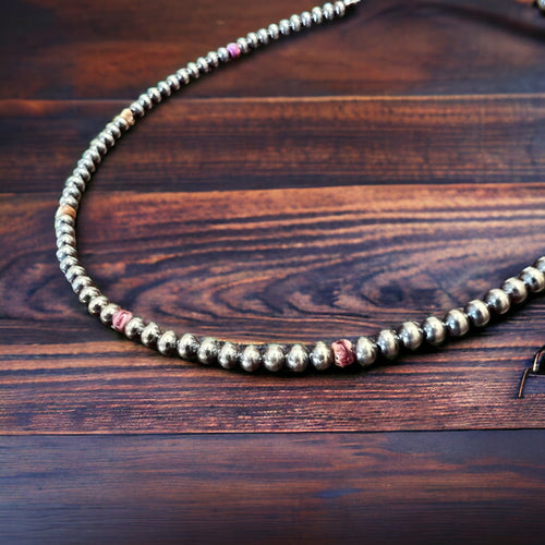 4mm Purple spiny and Sterling Pearl choker - 14 inch - Cowhide and Conchos