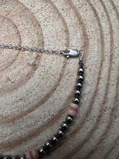 4mm Sterling Pearl and Pink Conch Bracelet - Cowhide and Conchos