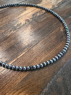 4mm Sterling Pearl and turquoise choker - 14 inch - Cowhide and Conchos