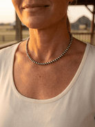 4mm Sterling Pearl Choker — 14 inch - Cowhide and Conchos