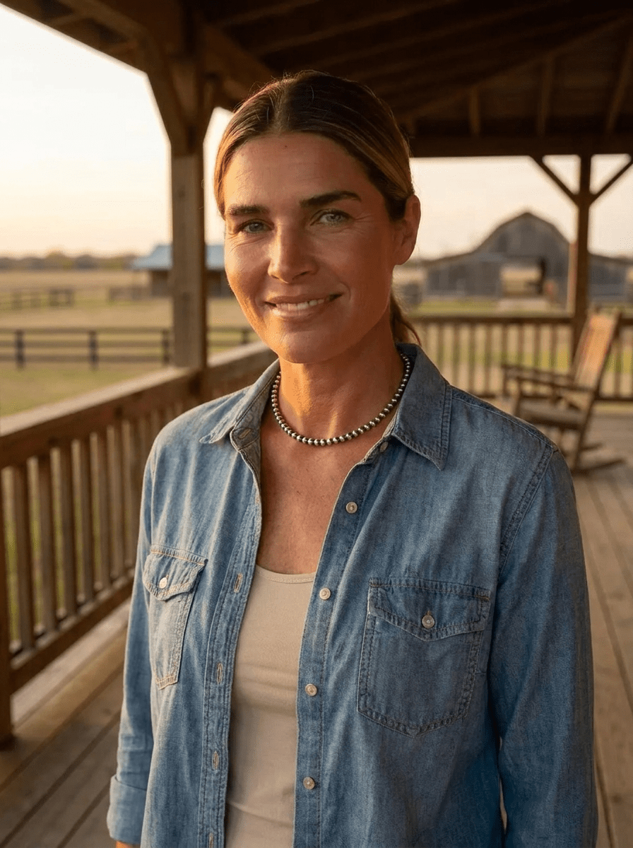 4mm Sterling Pearl Choker — 14 inch - Cowhide and Conchos