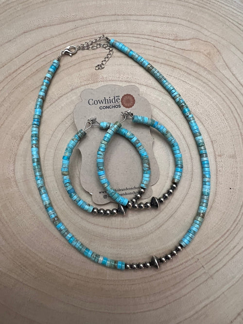 4mm Sterling Pearls and Sterling Saucer Accent Bead Choker - 14 inch - Cowhide and Conchos