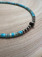 4mm Sterling Pearls and Sterling Saucer Accent Bead Choker - 14 inch - Cowhide and Conchos