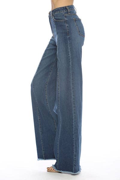 O2 Front Seam Wide Leg Denim Jeans