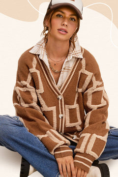 HCC2177-Loose Fit Drop Shoulder Cozy Knit Cardigan