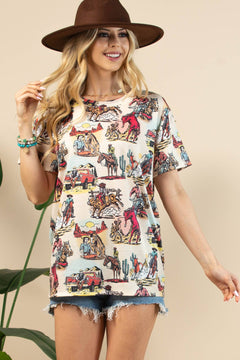 Vintage Western Print T-Shirt