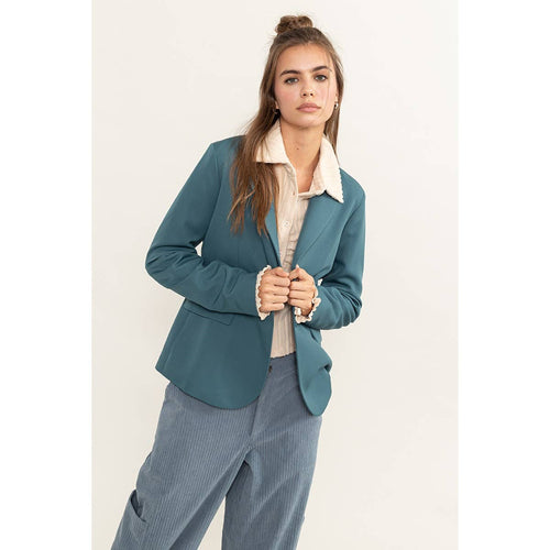 Single Button Blazer - Dusty Blue or Black