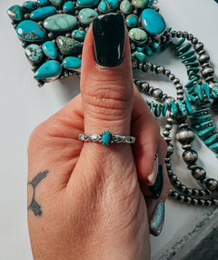 Prairie Princess Stacker Ring with Arizona Turquoise & CZ