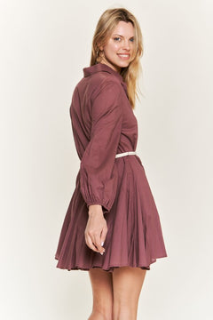 SOLID FLARE SHIRT DRESS