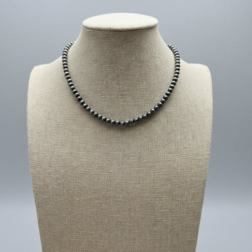 5mm Fashion Pearl Choker Necklace & Earring Set - 14 inch + 2 - Cowhide and Conchos