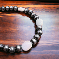 5mm Sterling Pearl and Pink Conch Bracelet - Cowhide and Conchos