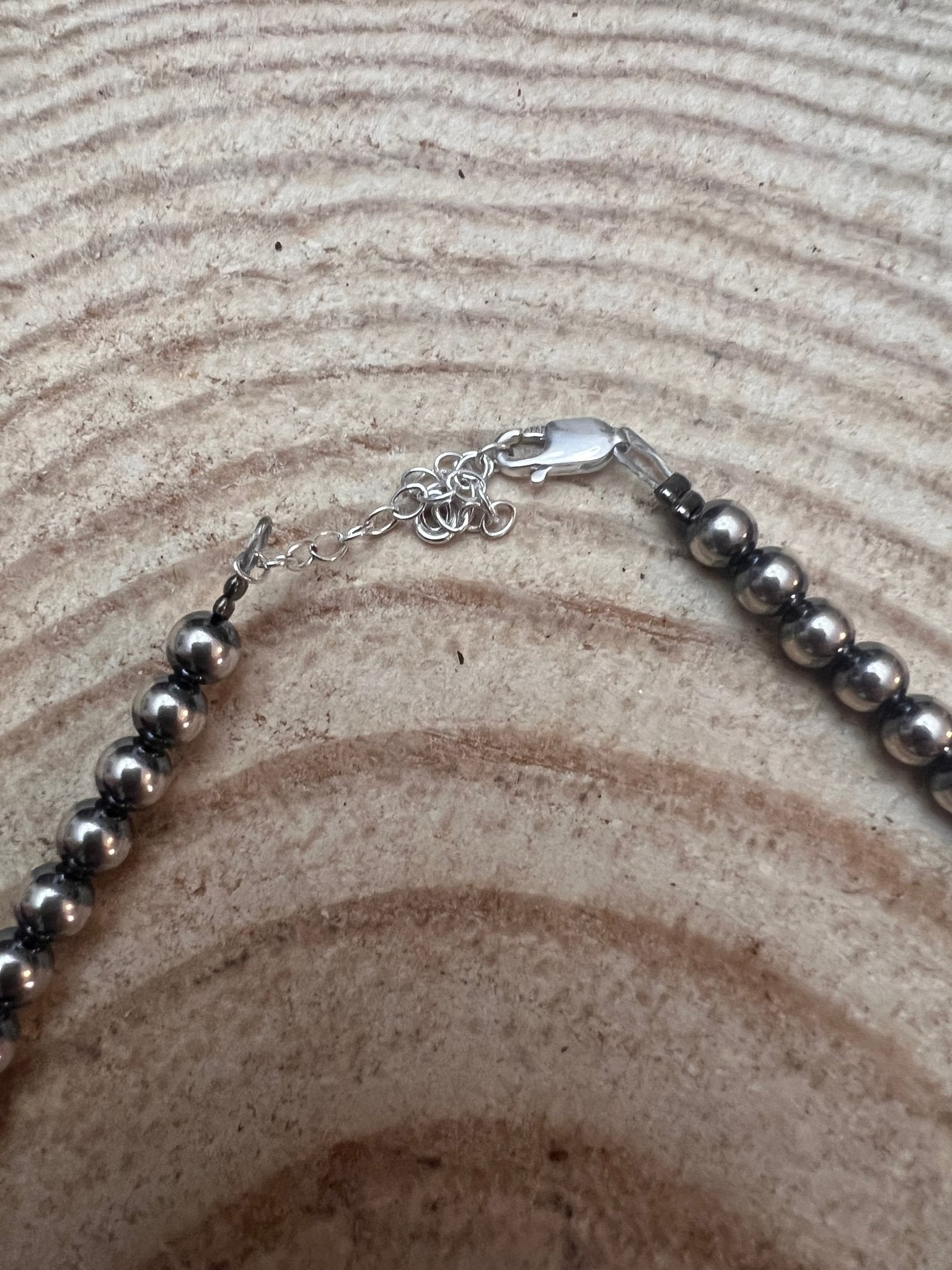 5mm Sterling Pearl Necklace - 16 inch - Cowhide and Conchos