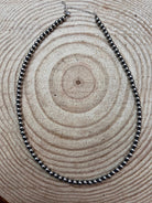 5mm Sterling Pearl Necklace - 18 inch - Cowhide and Conchos