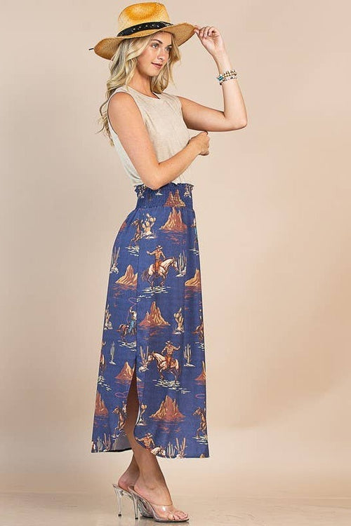 Wild West Print Maxi Skirt