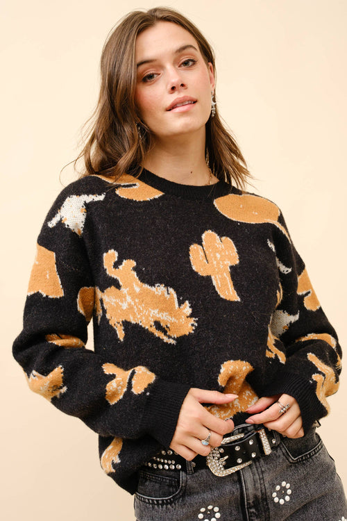 35061W - Western Motif Sweater Pullover