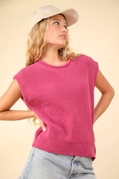 Oversized Soft Knit Sweater Vest Top