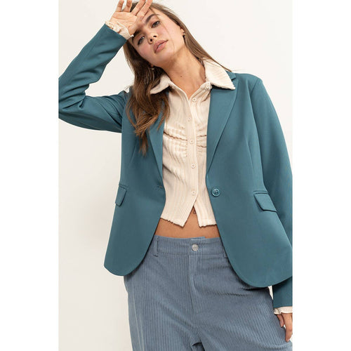 Single Button Blazer - Dusty Blue or Black