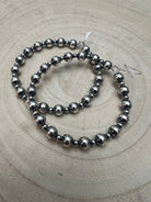 6mm and 3mm Sterling Silver Pearl Hoop Earrings - 2 inch drop - Cowhide and Conchos