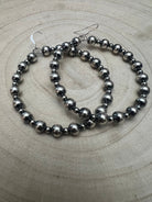 6mm and 3mm Sterling Silver Pearl Hoop Earrings - 2 inch drop - Cowhide and Conchos