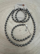 6mm and 3mm Sterling Silver Pearl Hoop Earrings - 2 inch drop - Cowhide and Conchos