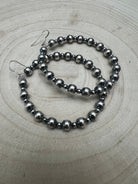 6mm and 3mm Sterling Silver Pearl Hoop Earrings - 2 inch drop - Cowhide and Conchos