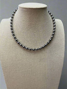 6mm and 3mm Sterling Silver Pearls choker necklace - 14 inch choker - Cowhide and Conchos