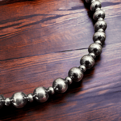 6mm and 3mm Sterling Silver Pearls choker necklace - 14 inch choker - Cowhide and Conchos