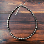 6mm and 3mm Sterling Silver Pearls choker necklace - 14 inch choker - Cowhide and Conchos