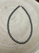 6mm Sterling Pearl Necklace - 16 inch - Cowhide and Conchos