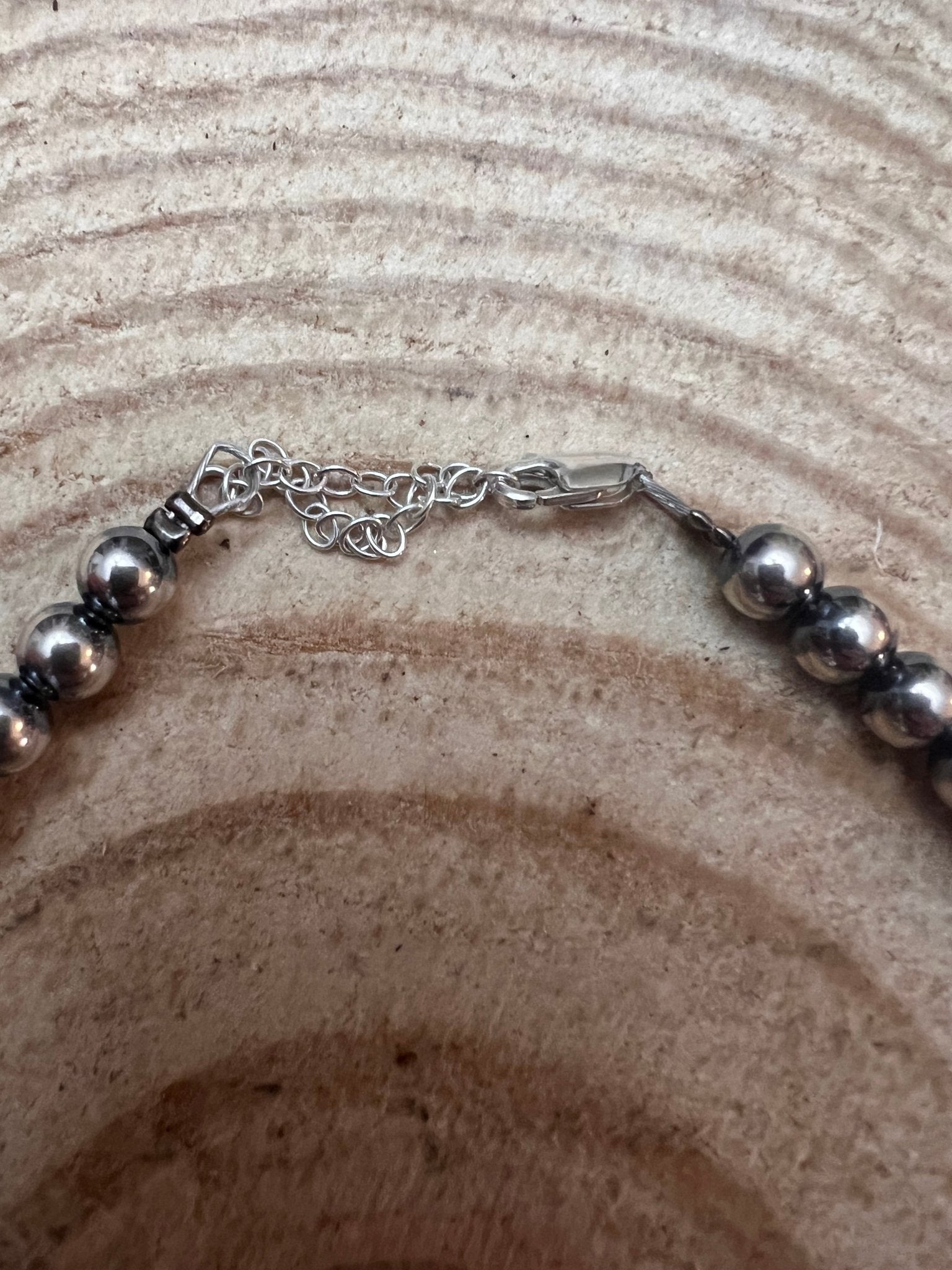 6mm Sterling Pearl Necklace - 18 inch - Cowhide and Conchos