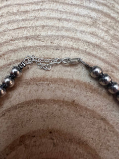 6mm Sterling Pearl Necklace - 18 inch - Cowhide and Conchos