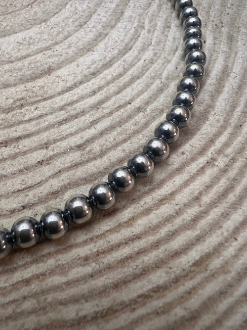 6mm Sterling Pearl Necklace - 18 inch - Cowhide and Conchos