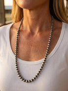 6mm Sterling Pearl Necklace — 22 inch - Cowhide and Conchos