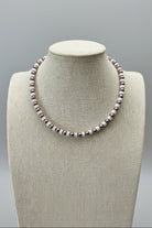 6mm Sterling Pearl & Pink Conch Choker — 14 inch (with 2 inch extender) - Cowhide and Conchos