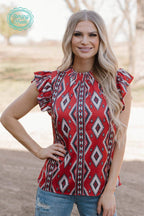 Red Aztec Top