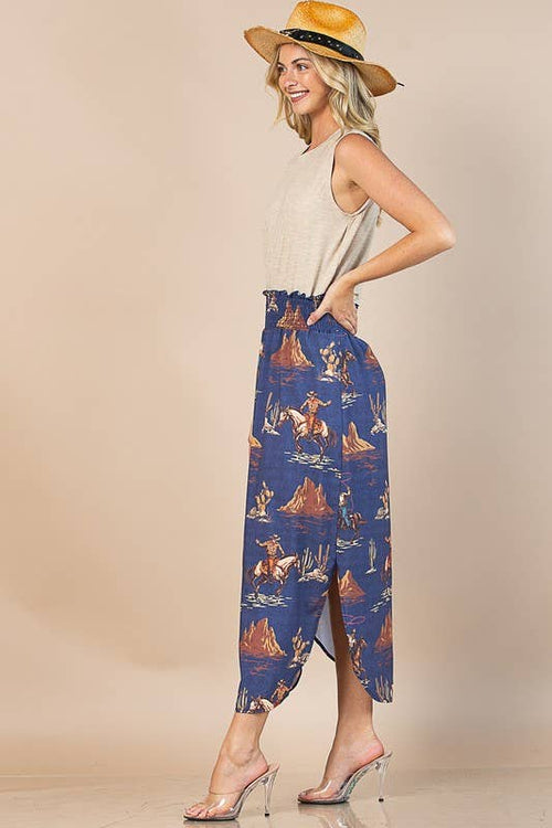 Wild West Print Maxi Skirt