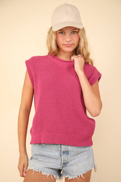 Oversized Soft Knit Sweater Vest Top