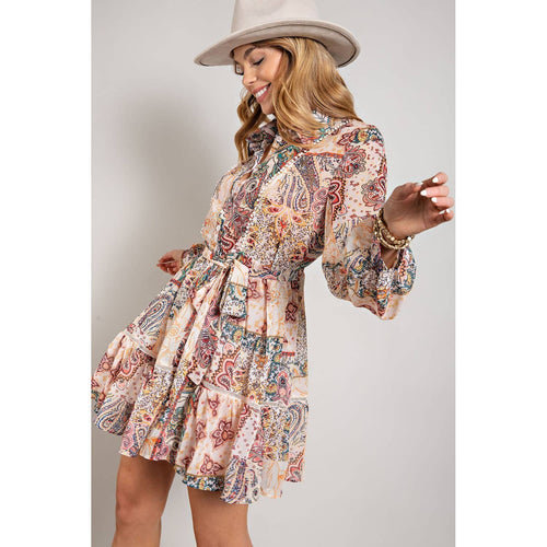 Flower Print Long Sleeve Dress