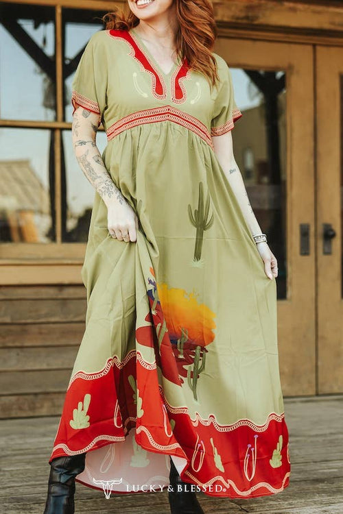Cactus Sunset Maxi Dress