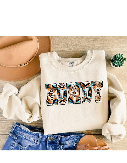 Howdy Western Aztec Print Sweatshirt - Small remaining