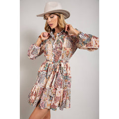 Flower Print Long Sleeve Dress