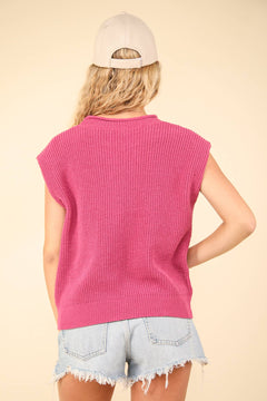 Oversized Soft Knit Sweater Vest Top