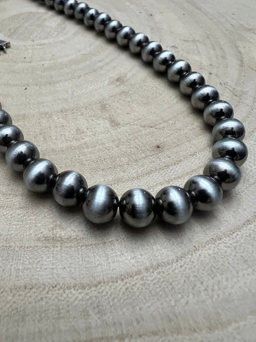 8mm Fashion Pearl Choker Necklace & Earring Set - 14 inch + 2 - Cowhide and Conchos