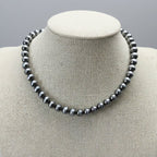 8mm Fashion Pearl Choker Necklace & Earring Set - 14 inch + 2 - Cowhide and Conchos