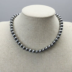 8mm Fashion Pearl Choker Necklace & Earring Set - 14 inch + 2 - Cowhide and Conchos