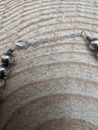 8mm Sterling Pearl Necklace - 16 inch - Cowhide and Conchos