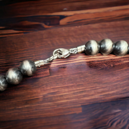 8mm Sterling Pearl Necklace - 18 inch - Cowhide and Conchos